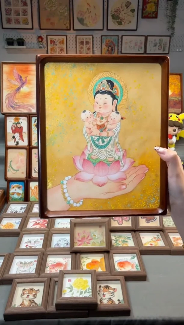 国画佛手观音 手绘国画10