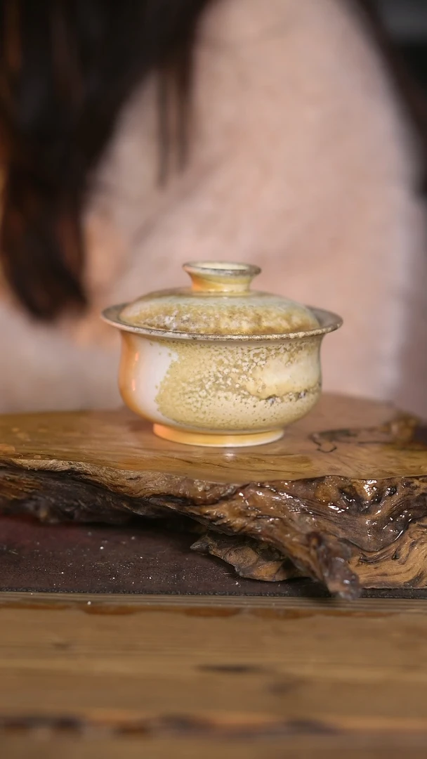 景德镇纯柴烧 中白泥 盖碗 55
