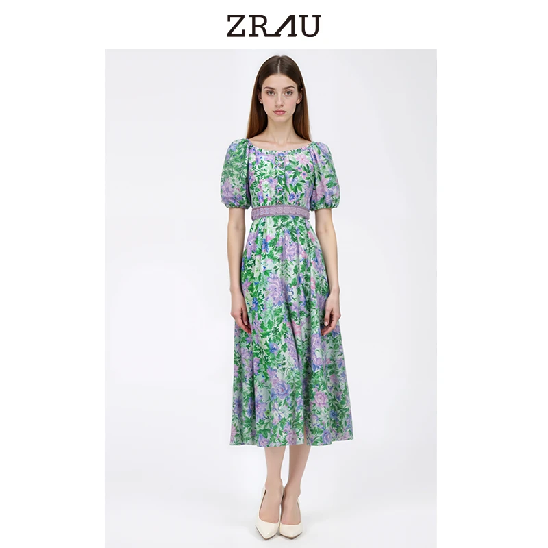 ZRAU夏季新款法式浪漫碎花连衣裙Z1242L0051