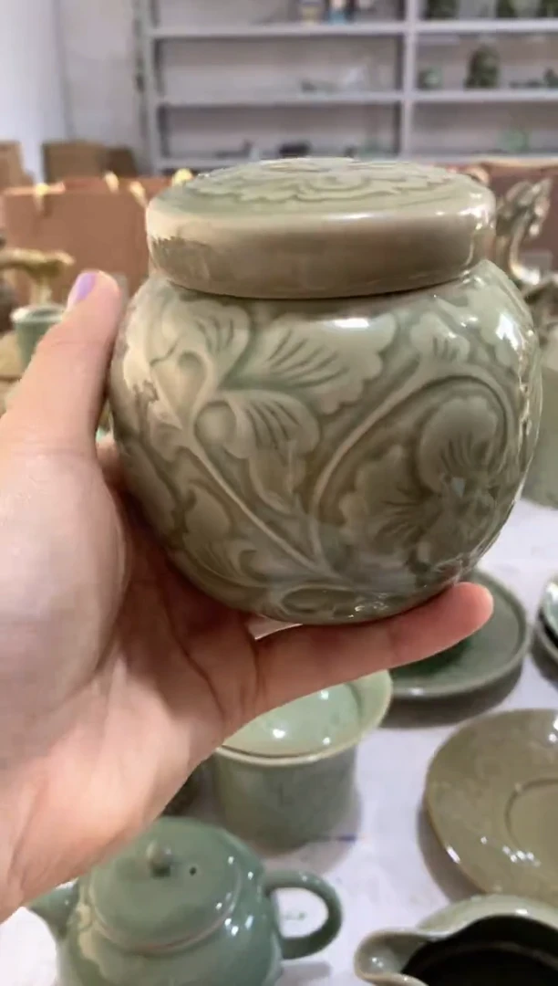 残次【纹饰不挑】茶叶罐带盖子 处理