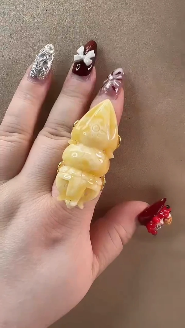 【闪购商品】琥珀戒指银S925镶嵌戒指