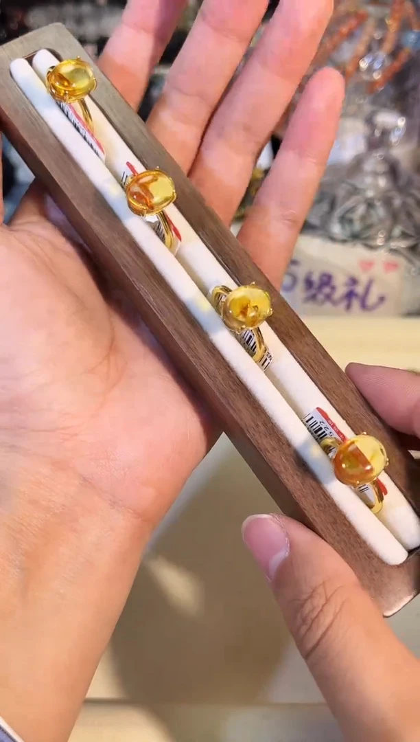 未镶嵌琥珀（花珀）戒指p961多样性发货一件
