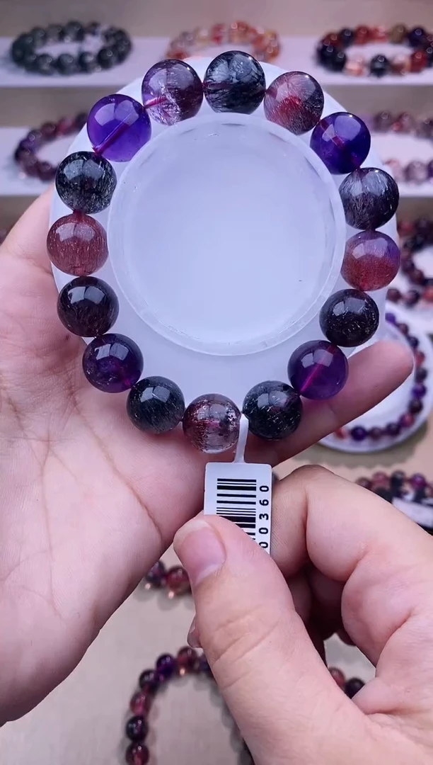 未镶嵌手链水晶黑加仑超七单圈13m+