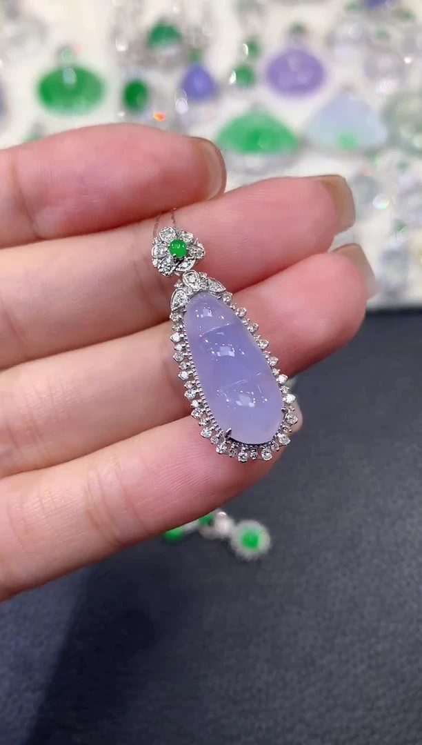 吊坠(不含链)18K金镶嵌翡翠a88