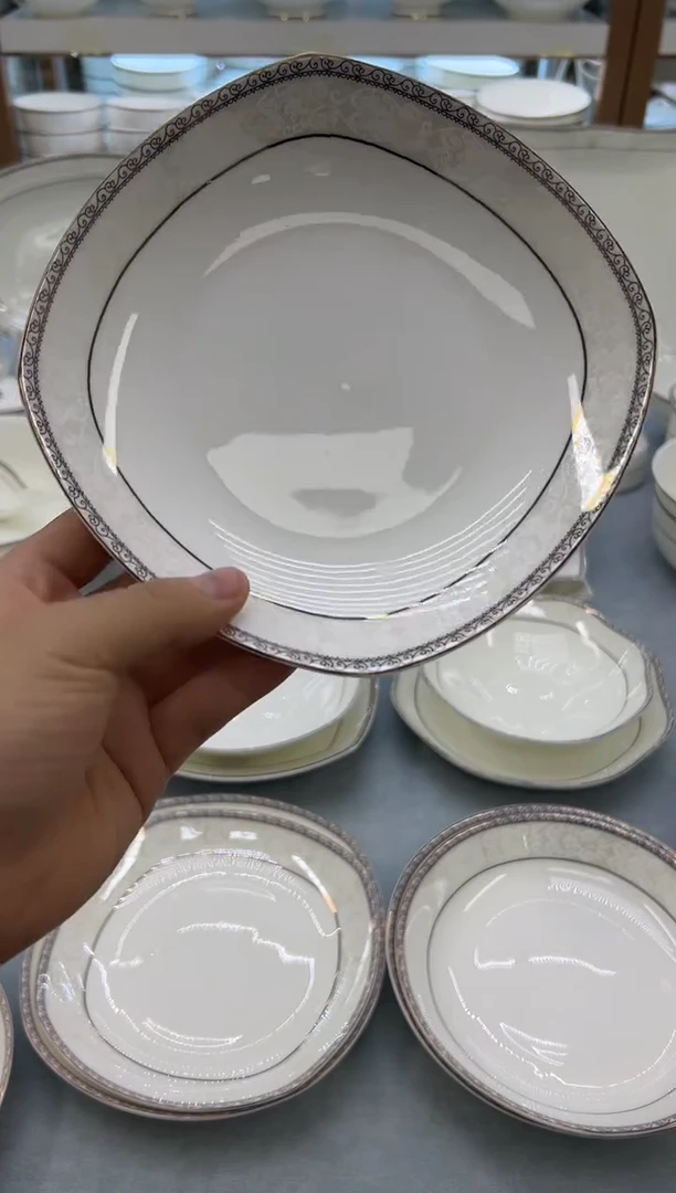 骨瓷玲珑7方6个