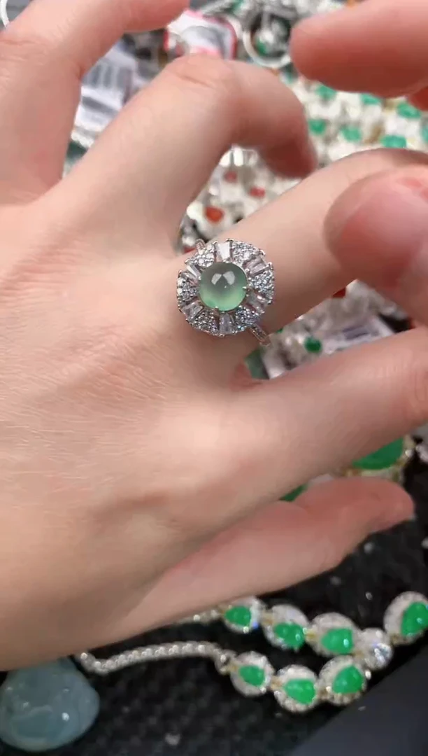 银S925镶嵌戒指翡翠1313---5