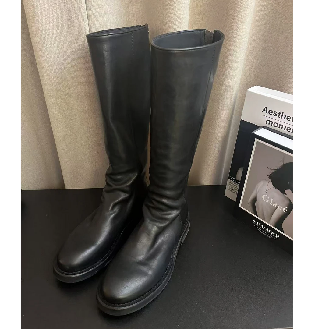 【AiAi】买手店高定款 牛皮小跟长筒靴（9122-9）