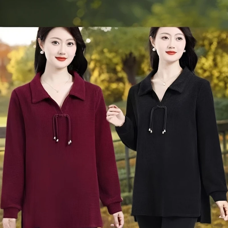 100-240斤特大码妈妈装厚款长袖卫衣中老年宽松气质长袖T恤女上衣