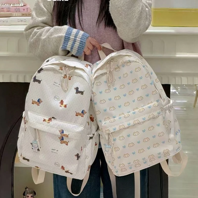 书包韩系ins风可爱猫猫双肩包奶呼呼小狗初高中生包大学生背包gh