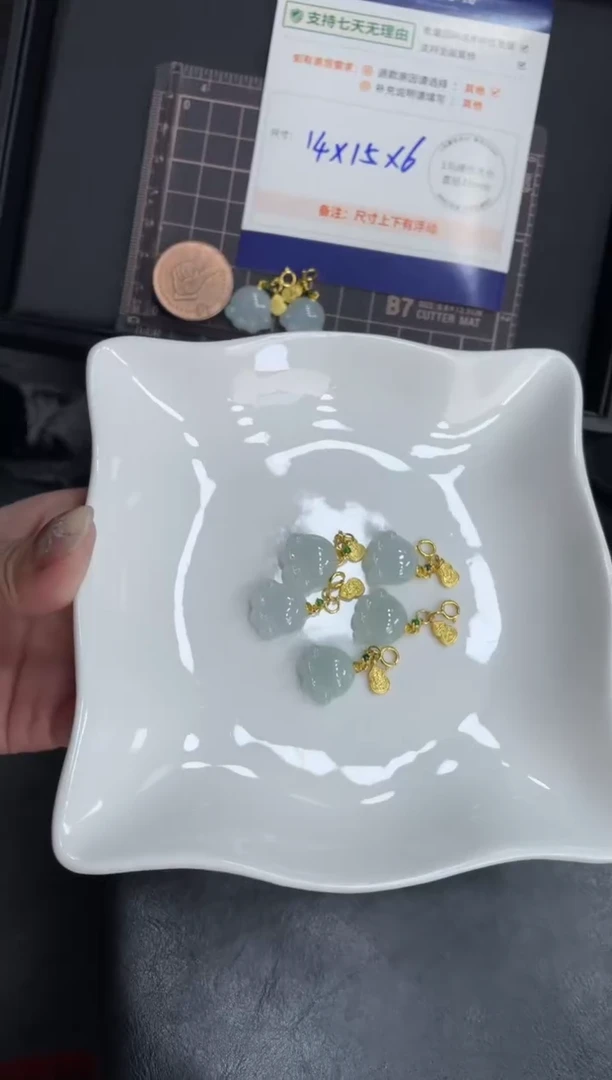 【闪购商品】翡翠挂件银S925镶嵌小猫爪FL4配绳/多样性发其一CP