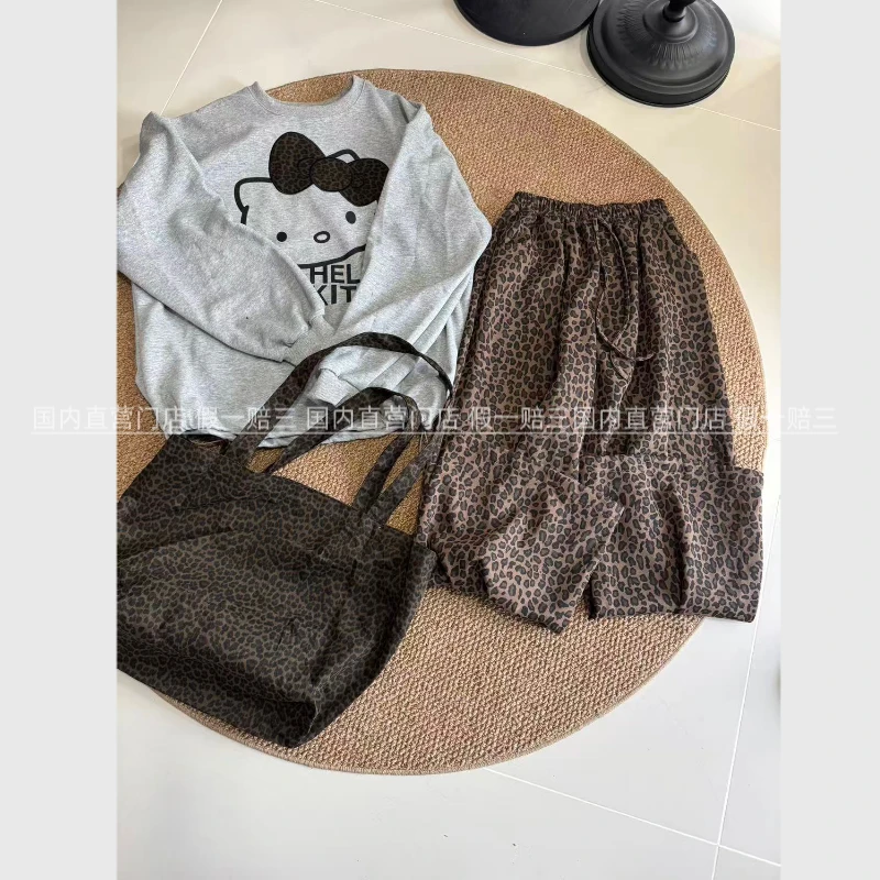 （送包包）美式洋气小众趣味卡通松显瘦上衣裤子三件套