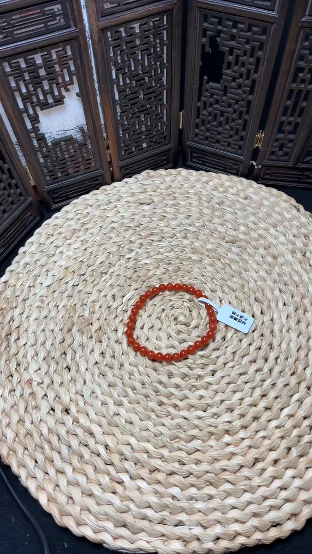 未镶嵌手串南红玛瑙冷水河柿子红6mm+