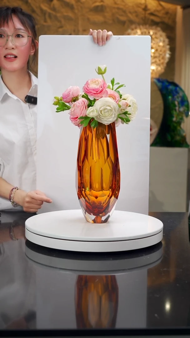 手工艺品琉璃琥珀色切面花器