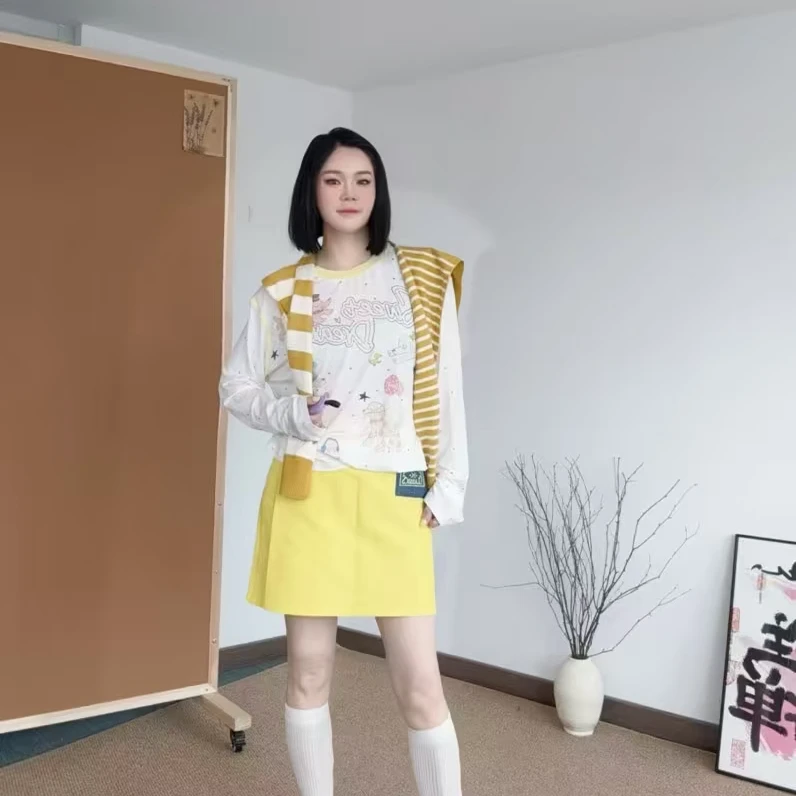 OoofYang 小狗的奇妙世界 凉感莱赛尔防晒长袖T恤女宽松慵懒上衣