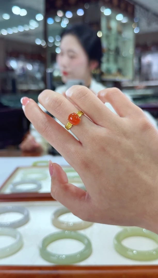 合金南红玛瑙戒指南红戒指