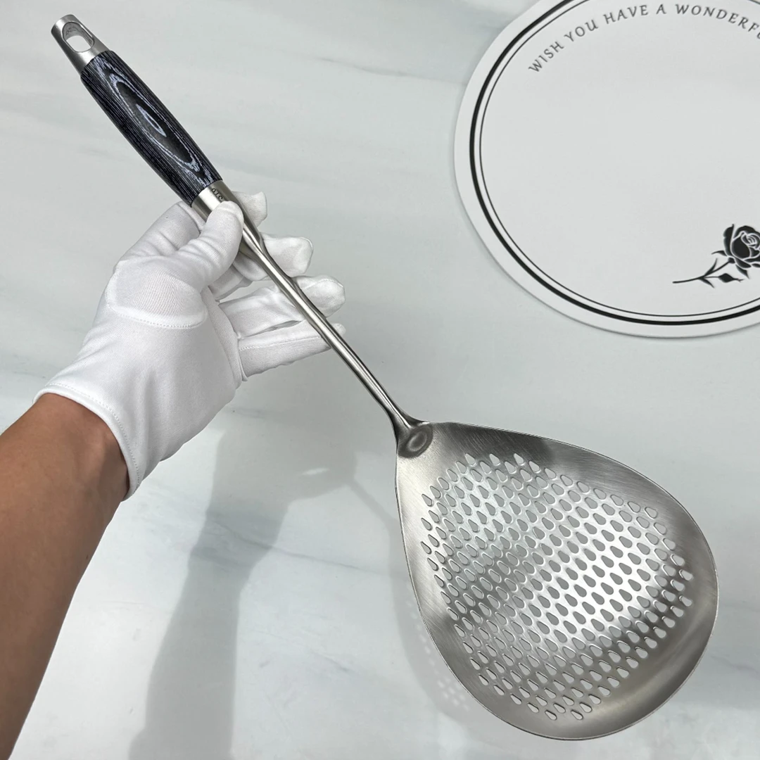 316不锈钢高档黑檀木柄大漏勺家用厨房