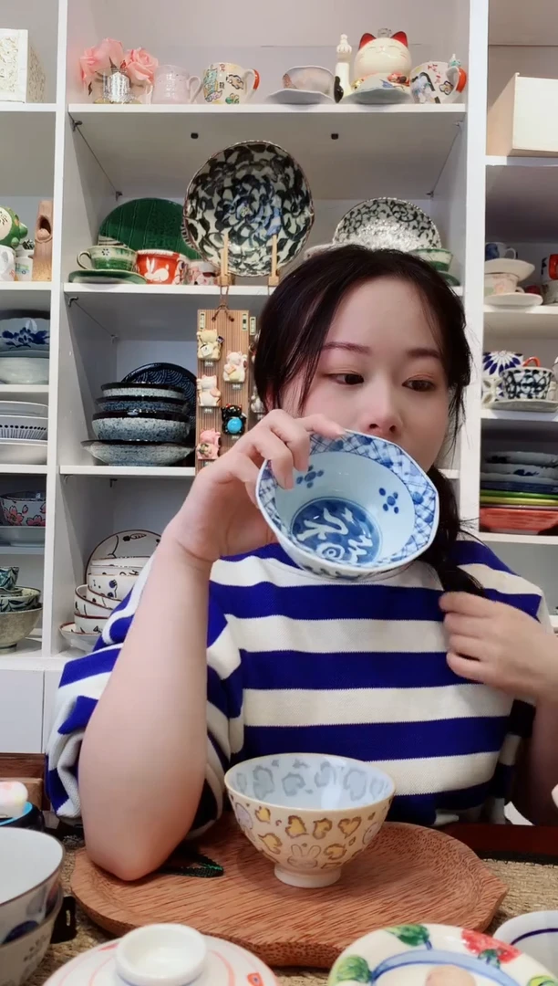 陶瓷蓝凛堂福字八角小钵11.5cm