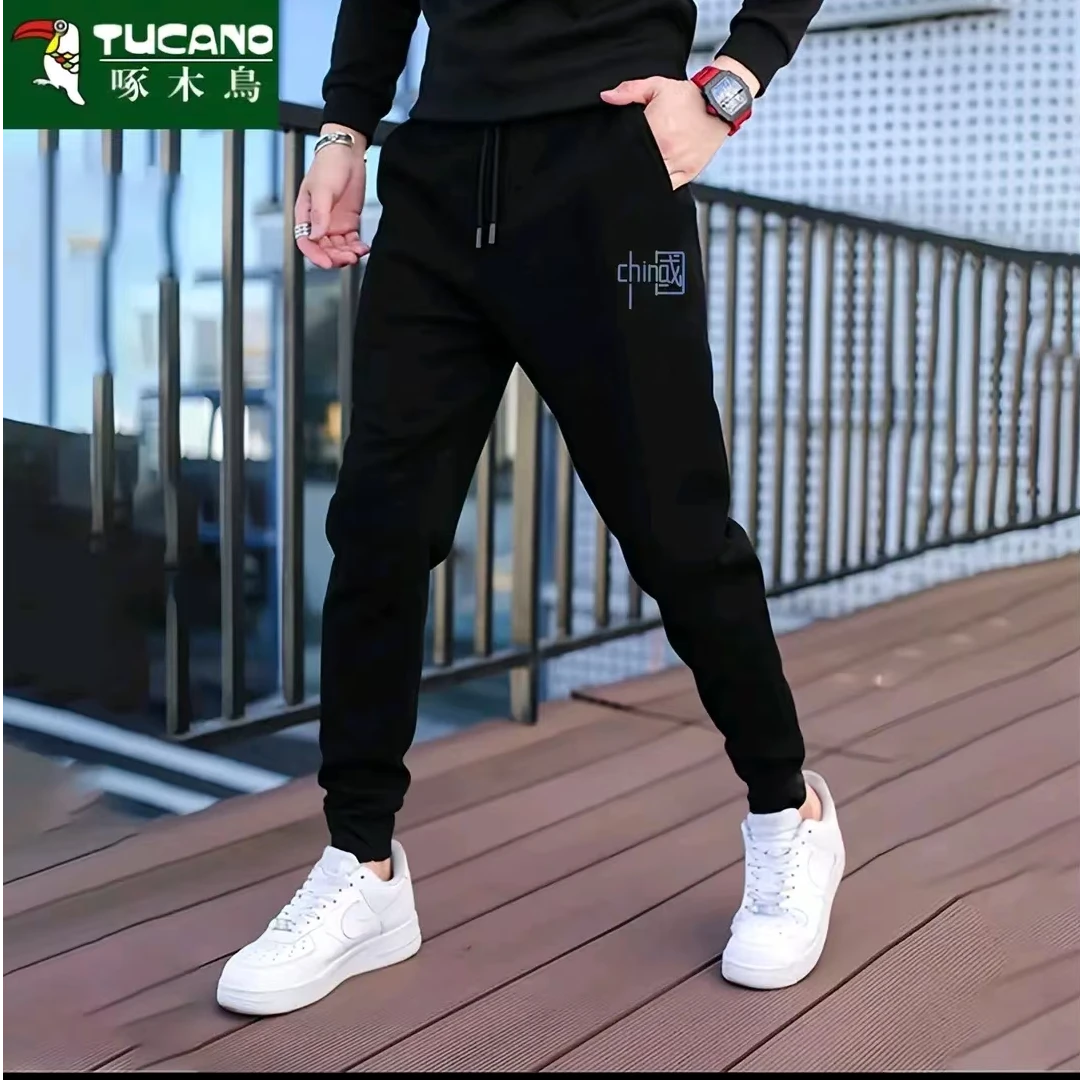 啄木鸟男士休闲运动卫裤时尚百搭潮流弹力修身休闲裤春秋男卫裤