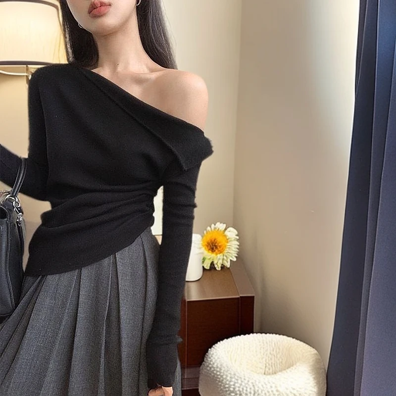 针织衫女款爆款2025新款内搭春秋可外穿洋气气质显瘦露肩小众时尚