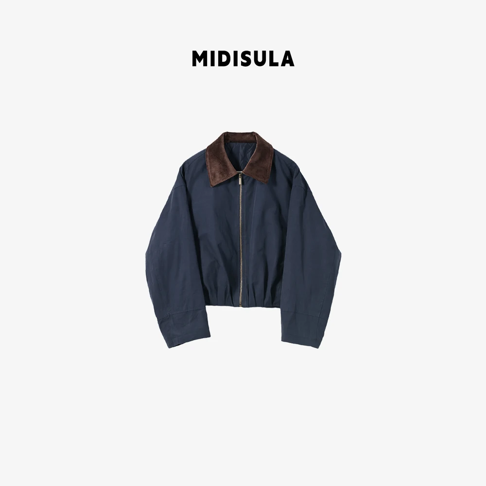 MDSL·美式时尚洋气复古百搭宽松翻领拉链外套#01935