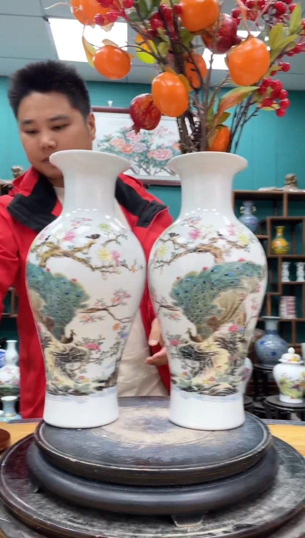 摆件孔雀鱼尾陶瓷摆件2个