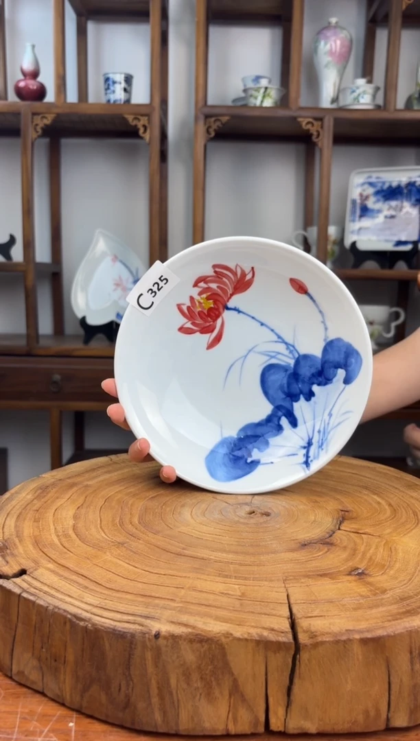 瓷片国韵瓷坊-手工手绘圆深盘C325