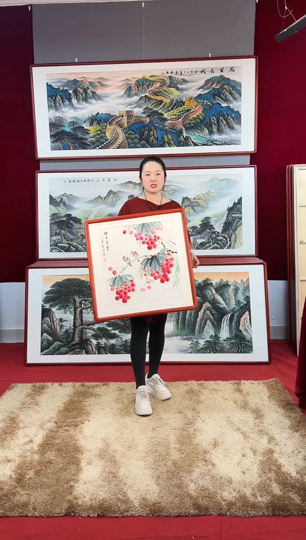 国画手绘荔枝63*63尺寸