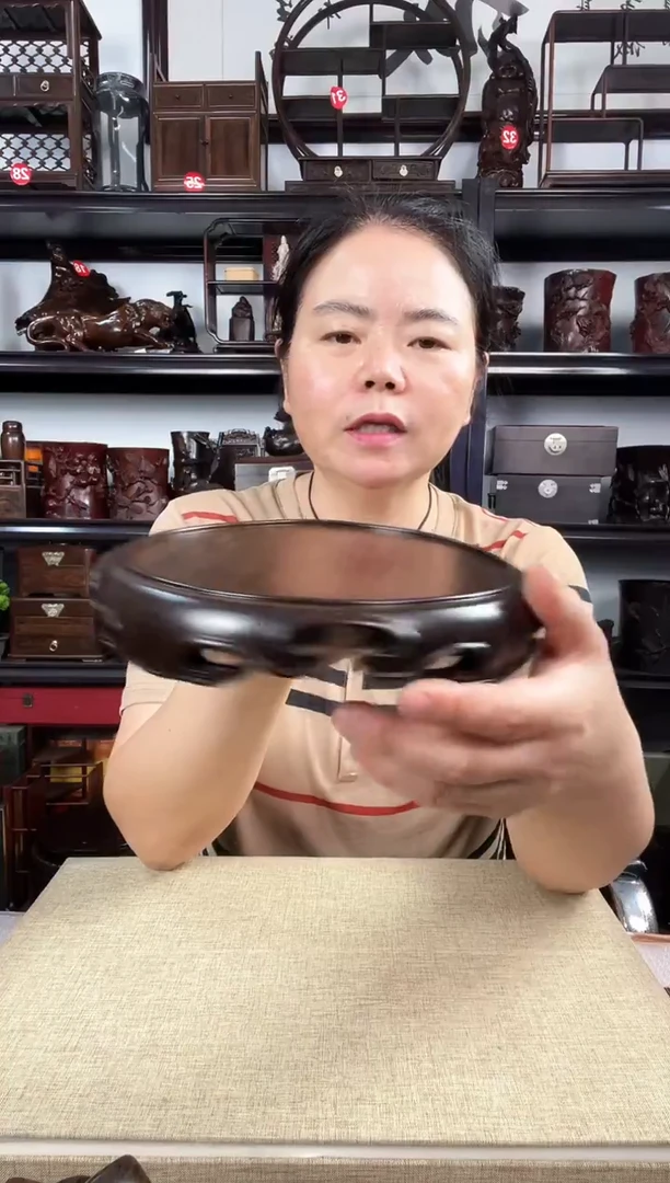 木大卷边圆老李红木工艺品