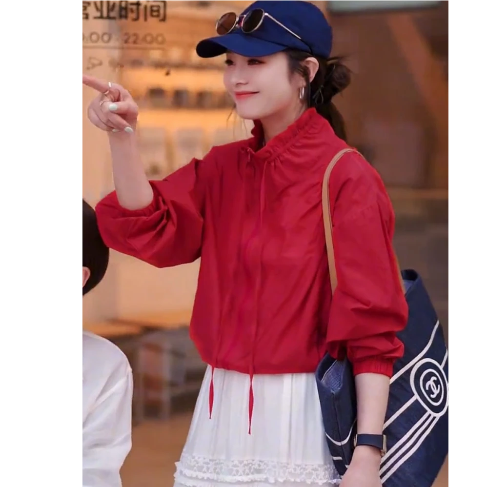 韩版设计感薄款2025新款立领防晒外套女装春夏小个子休闲长袖上衣