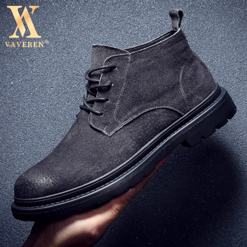 新款休闲马丁靴低帮短靴子男款灰色皮靴百搭英伦风男士平底马丁靴