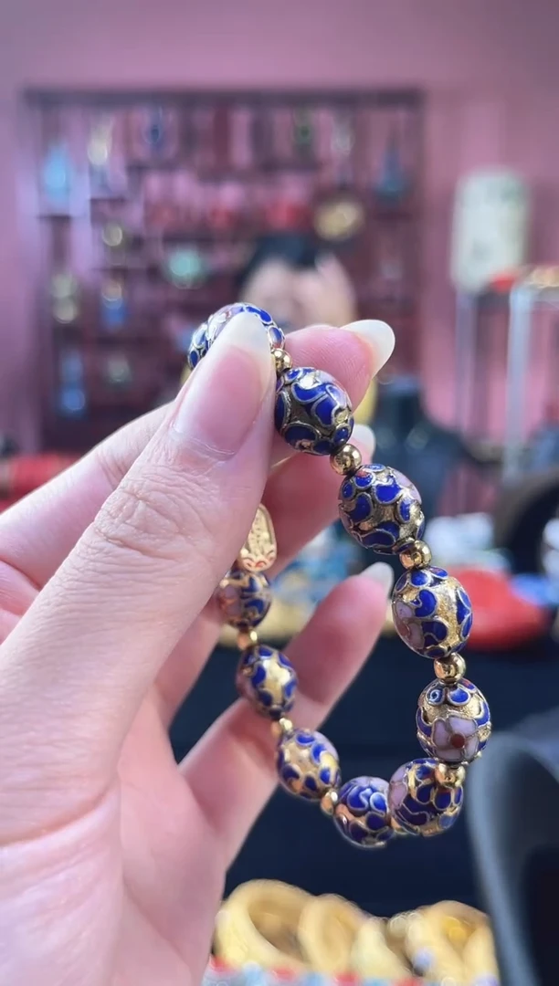 非遗技艺 景泰蓝手串 金地枣珠