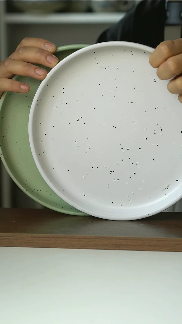 微瑕泼墨牛油果绿泼墨白烤盘20cm组合@4-2@