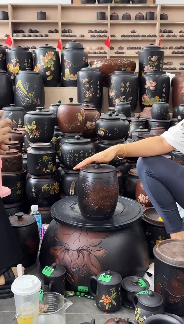 罐瑕疵茶叶罐  高柱牡丹花  026