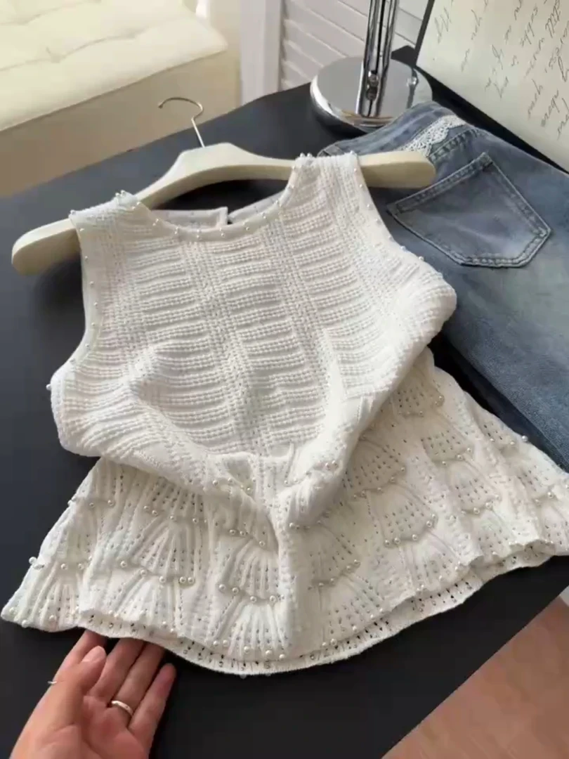 法式重工钉珠马甲背心夏季新款洋气高级感小香风小众无袖针织衫女
