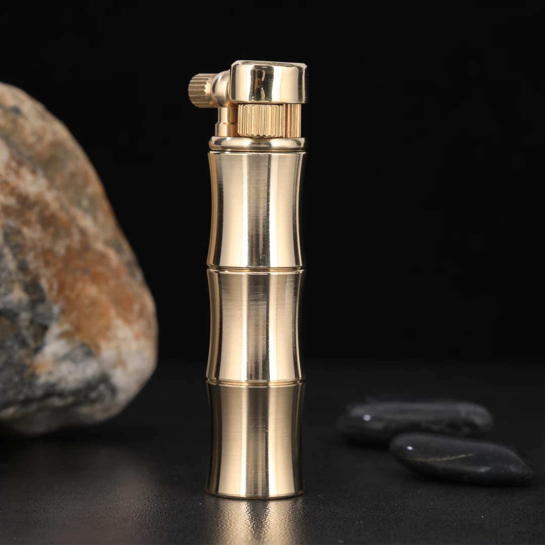 黄铜竹节缓释油仓煤油打火机2节便携式印章机手工经典小巧男士