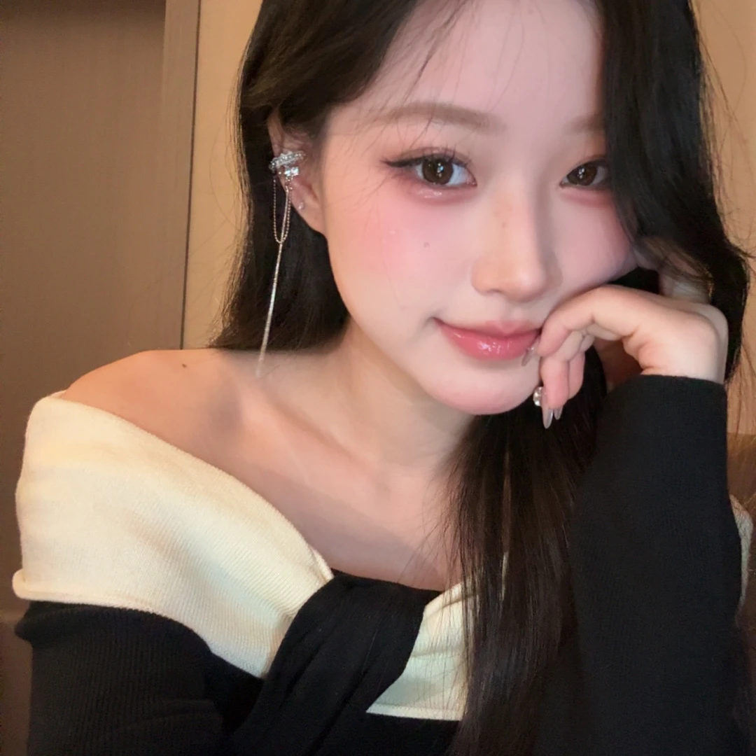 铜合金耳饰 时尚U型珠珠流苏耳夹超仙长款耳骨夹森系设计感耳饰女