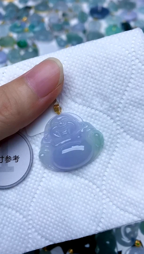 颈饰18K金镶嵌翡翠天然A货翡翠