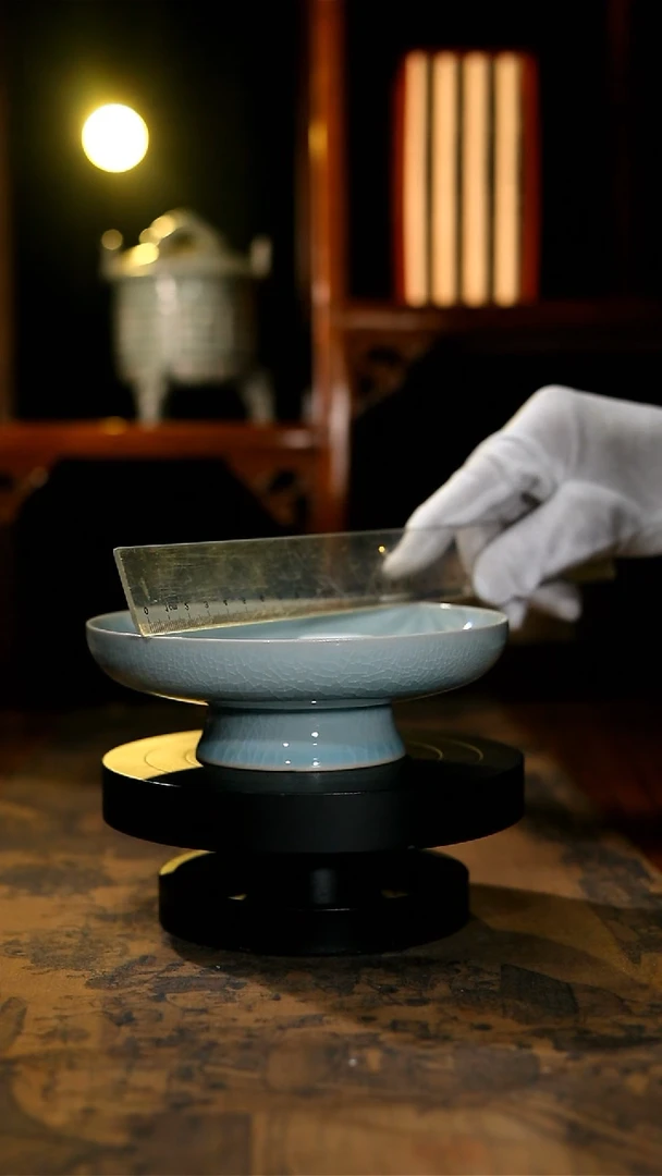 【闪购商品】盘原矿青绿釉高足果盘