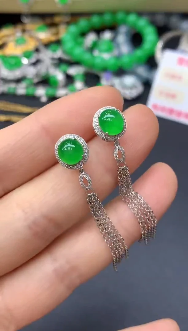 18K金镶嵌翡翠耳饰515-中国好珍宝