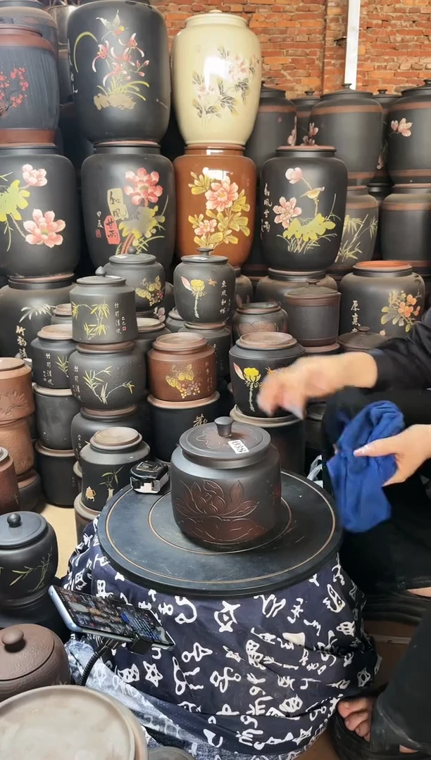 【闪购商品】壶瑕疵茶叶罐 德钟荷花  038