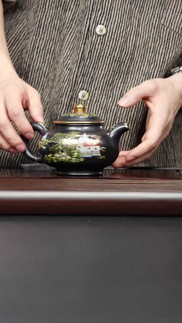 茶壶紫砂宜兴紫砂 掇只老黑料 汪庆龙