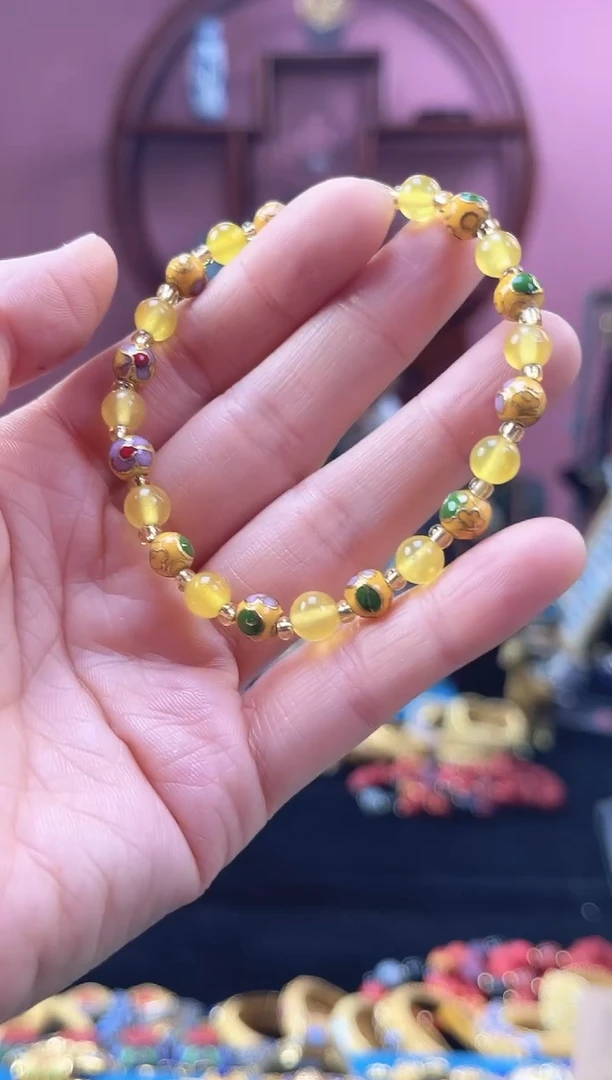 非遗 景泰蓝 手串 0.6 黄色