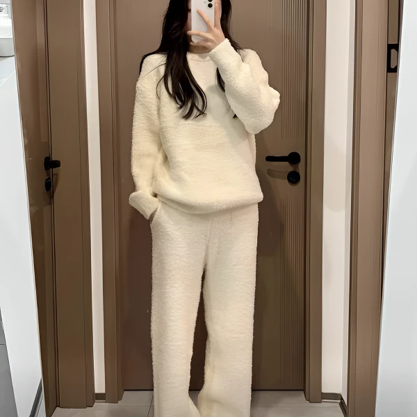 超软半边绒睡衣女款爆款2025新款冬季加绒加厚家居服套装女可外穿