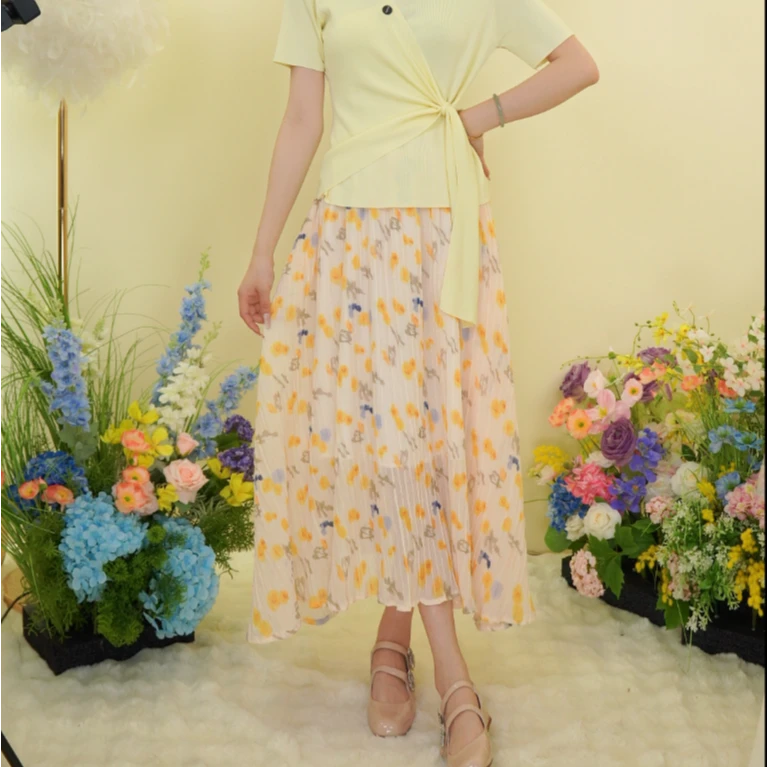 仙女风百搭 休闲A型碎花半身裙温柔高腰半身裙