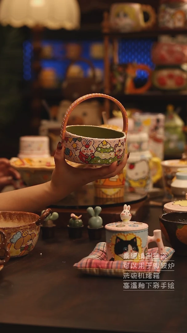 陶瓷景德镇可爱陶瓷釉下彩绘设计师款