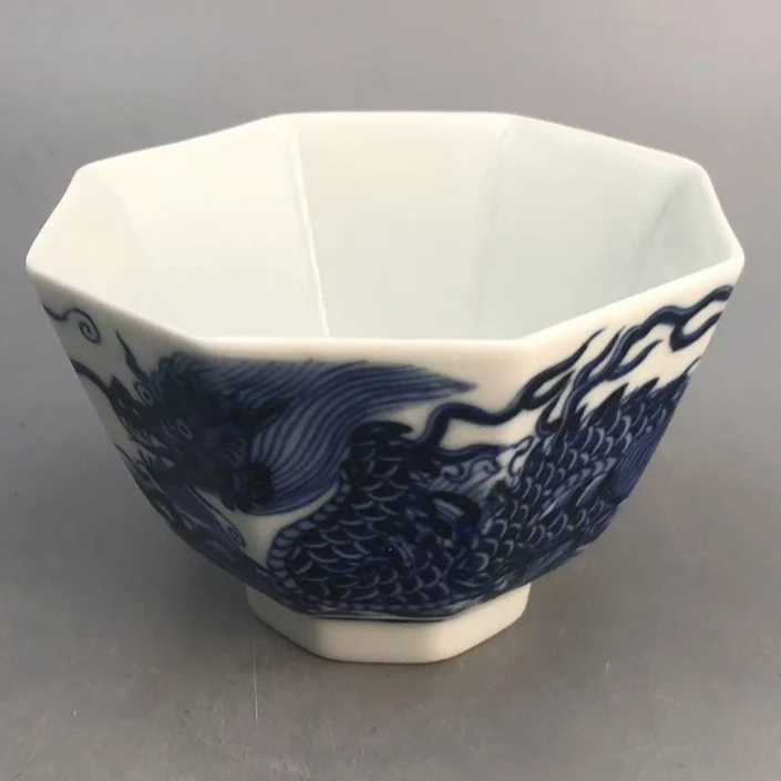 【占春生窑】海浪龙纹八方杯