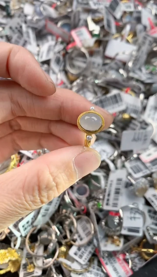 银S925镶嵌戒指翡翠6------8