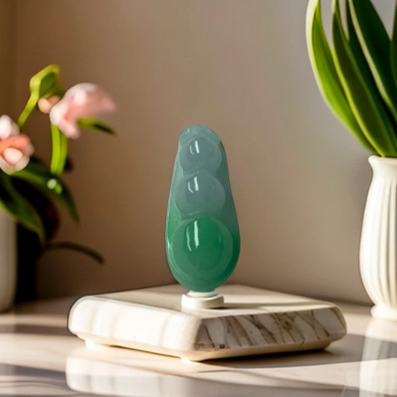 白底青豆子吊坠百搭2214