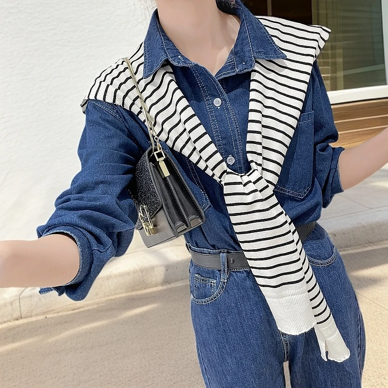 柔软条纹百搭小披肩女时尚外搭2024新款春秋针织高端搭配毛衣衬衫