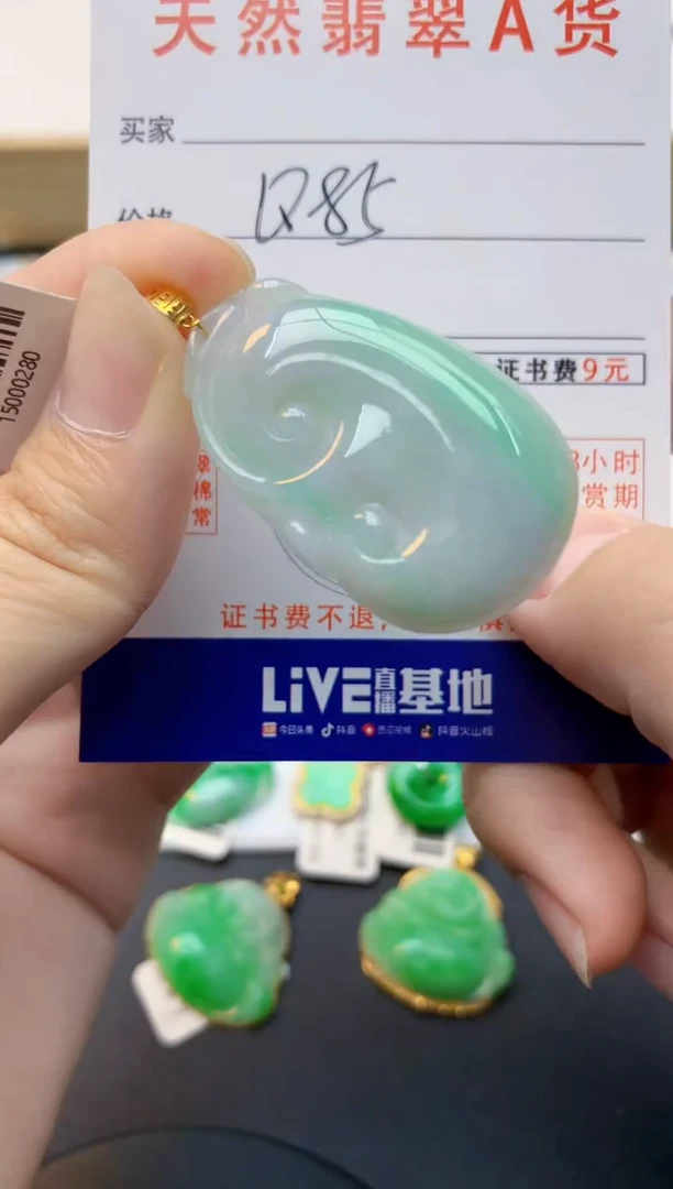 颈饰18K金镶嵌翡翠天然缅甸A货翡翠